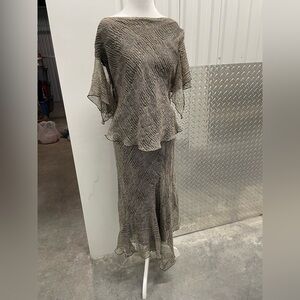 Robbie Bee Vintage 2 Piece Silk Skirt Set 12 Asymmetric Fairycore Whimsical 90s